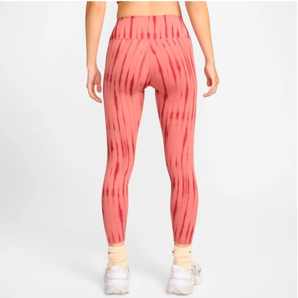 NWT Nike Women's One High-Waisted 7/8 Printed Leggings Size Large Pink/Magenta - Picture 3 of 10